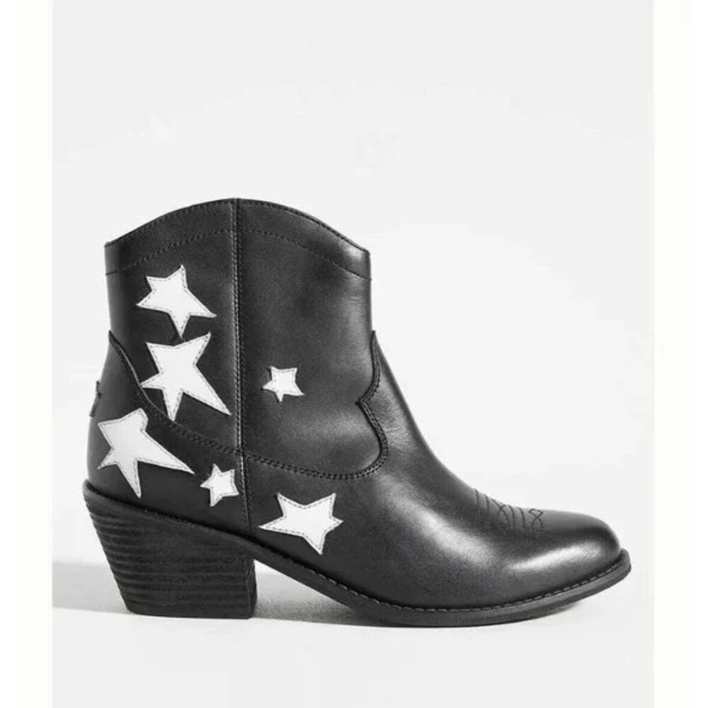 Seychelles Under The Stars Black White Starts Leather Ankle Boots NEW Size 8 - Picture 1 of 6